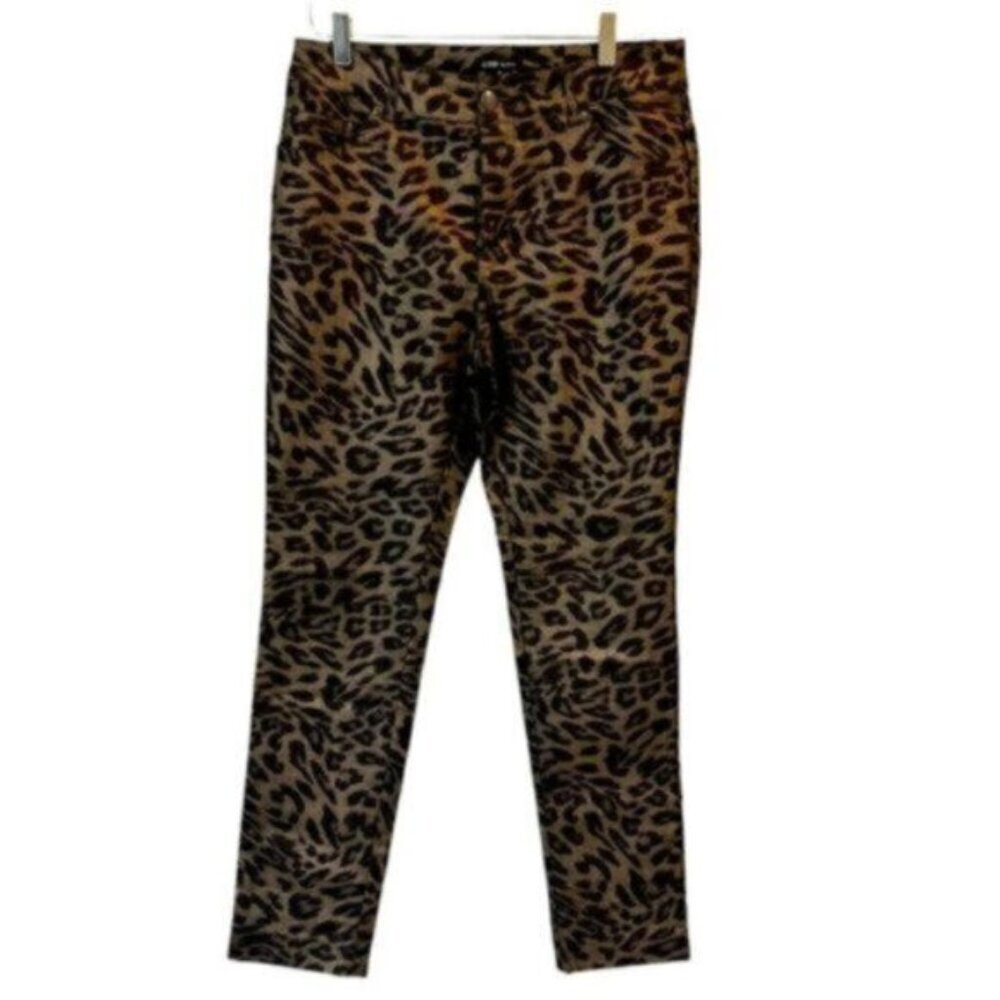 E39 by Eric | Women's Black & Tan Animal Print Trouser Pants Size 8